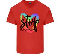 Stop Omofobia GAY PRIDE DAY Consapevolezza Maglietta In Cotone A V Per Uomo