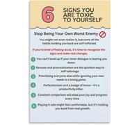 Stop Self Sabotage Poster Six Signs Toxic Habits Guide | Helps recognize negative thought loops and self defeating behaviors(Framed,16x24inch(40x60cm))