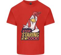 Stop Staring A il Mio Gallo Divertente Grezzo Uomo Cotone T-Shirt