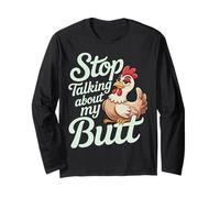 Stop Talking About My Butt Chicken Farmer Farm Puns |- Maglia a Manica