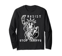 Stop Tariffs Penguin Statua della Libertà Resistere alla protesta Maglia a Manica
