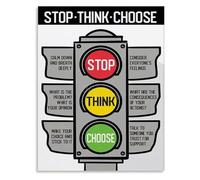 Stop Think Choose Mindfulness Poster Self Improvement Canvas Wall-Art Educational(Framed,12x18inch(30x45cm))