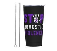 Stop Violence End The Silence Bicchiere per la consapevolezza della violenza domestica con coperchio e cannuccia Bicchiere da 20 once in acciaio inossidabile con isolamento sottovuoto Tazze da caffè