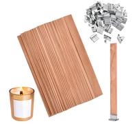 Stoppini In Legno Per Candele 50 Pezzi Stoppini Per Candele, Kit Candele Stoppini In Legno Con 20 Basi In Metallo, Stoppini Legno Per Candele Fai Da Te, Per Realizzare Candele Artigianali, 13 * 130mm