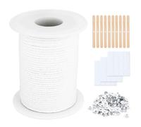 Stoppini per Candele, 61m Stoppini di Naturali Candela 100 Pezzi Basi per Stoppini 10 Pezzi Porta Stoppini 60 Adesivi per Stoppini, Set di Stoppino Candela, per Candela Fabricazione