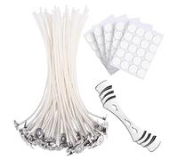 Stoppini per Candele,Stoppini per Candele,Punta per candela,Naturale Stoppini per Candele Set,15cm DIY Candele Set con 50 Adesivi per Candele+50 Stoppino Base+Stoppino di Supporto,20 cm