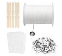 Stoppino in Cotone per Candele - 6100 cm, Intrecciato, Senza Fumo, Naturale, Inodore - Set di 100 Pezzi per Produzione Fai da Te, Natale