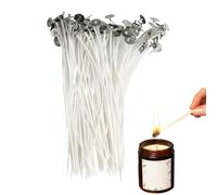 Stoppino in cotone per stoppino in cotone, 100 stoppini per candele pre-cerati, stoppini in cotone chiaro con linguette per il mantenimento del metallo, stoppini per la creazione di candele senza fumo