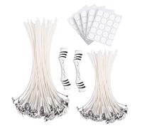 Stoppino per Candele 100 Pezzi Stoppini per Candele da 10 e 15cm Stoppini per Candele con Stoppino Rotondo Stoppini di Cotone per Candele Porta Stoppini per Candele Adesivi per Stoppini di Candele