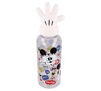 Borraccia Originale Disney Mickey Mouse in plastica lavabile e riutilizzabile da 560 ml con coperchio decorato e personaggi dei cartoni animati 3D.