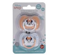 Stor 8412497131655Reversibile Silicone Pacifier con Custodia 2 Pezzi Set per +6 Mese Bambino, Minnie Sogni Indaco