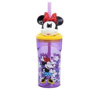 STOR Bicchiere Bambini con Cannuccia e Coperchio Minni, Figura 3D, 360 ml, Plastica Riutilizzabile, Senza BPA, Ideale per Bambini e Bambine