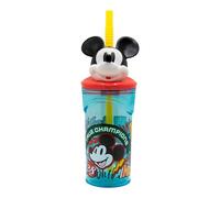 Stor Bicchiere Bambini con Cannuccia e Coperchio Topolino, Figura 3D, 360 ml, Plastica Riutilizzabile, Senza BPA, Ideale per Bambini e Bambine