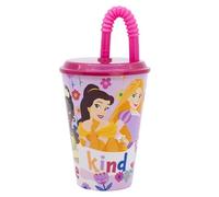 Stor Bicchiere per bambini riutilizzabile con coperchio e cannuccia 430 ml Principesse - Disney