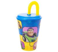 STOR Bicchiere Bambini con Coperchio e Cannuccia Toy Story 5 430ml - Bicchiere Riutilizzabile in Plastica Resistente - Anti-Goccia