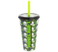 Stor Bicchiere Caffe da Viaggio con Coperchio e Cannuccia Minecraft 790ml - Polipropilene Riutilizzabile Senza BPA - Tumbler Grande