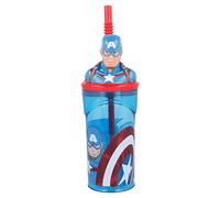 Bicchiere con Cannuccia per Bambini 3D con Grafica di Marvel Captain America da