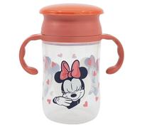 Stor Bicchiere da Viaggio Disney Minnie 395ML, in plastica senza BPA, con due manici, beccuccio e tappo, lavabile e riutilizzabile