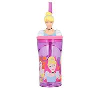 Stor Bicchiere in plastica bambine Disney Princess da 360 ml con cannuccia e tappo svitabile, riutilizzabile e lavabile