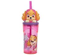 Stor Bicchiere per bambini riutilizzabile con cannuccia e coperchio con statuetta 3D e capacità di 360 ml di Paw Patrol Ragazze