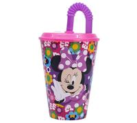 Stor Bicchiere per bambini, riutilizzabile, con coperchio e cannuccia, 430 ml di Minnie