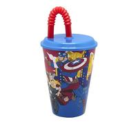 Stor Bicchiere per bambini riutilizzabile con coperchio e cannuccia da 430 ml Avengers - Marvel