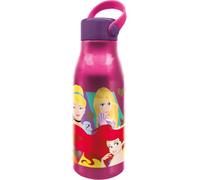 Stor Borraccia Originale Disney Princess in alluminio da 760 ml per bambini con cappuccio con manico in silicone e coperchio con gancio.