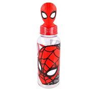 Stor Borraccia Originale Marvel Spiderman per bambini in plastica 3D da 560 ml con coperchio decorato e una figura 3D dei personaggi più famosi.