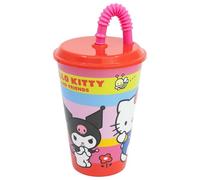 Stor Ciao Kitty and Fiends, bicchiere per bambini, riutilizzabile, con coperchio e cannuccia, 430 ml