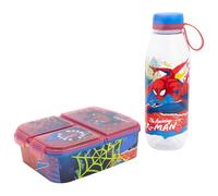 Stor Ecozen - Set di bottiglie da 650 ml, con 3 scomparti di Spiderman