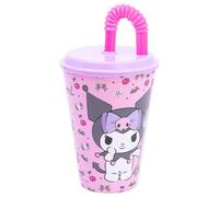 Stor Kuromi - Bicchiere per bambini, riutilizzabile, con coperchio e cannuccia, 430 ml