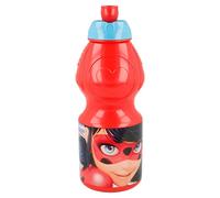 Stor Lady Bug Miraculous-Lady Bug - Borraccia sportiva in plastica, 400 ml, colore: nero, 18 x 6 cm