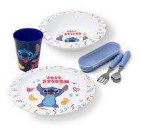 Stor Lilo & Stitch Set di stoviglie con posate per bambini, 5 pezzi, stoviglie per bambini con piatto, ciotola, bicchiere e posate, stoviglie riutilizzabili e senza BPA