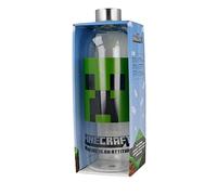 Stor Minecraft | Botella De Agua De Cristal De Borosilicato Reutilizable - 1030 ml - Botella De Agua De Vidrio con Tapón Hermético