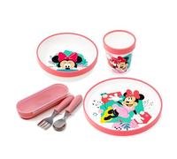 Stor Minnie Mouse - Set di stoviglie per bambini senza BPA, antiscivolo, con piatto, ciotola, bicchiere, forchetta, cucchiaio, stoviglie e posate per bambini e neonati