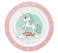 STOR Piatto per Bambini Unicorn in Plastica 938ml - Adatto Microonde, Senza BPA, Design Ergonomico per Bambini