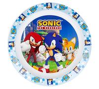 Stor Piatto Piano Originale Sega Sonic per bambini in plastica riutilizzabile, adatto al microonde e facile da pulire.