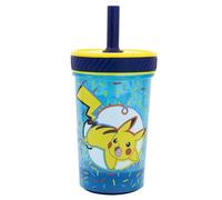 Stor Pokemon - Bicchiere in plastica con cannuccia in silicone, antigoccia, anti-ribaltamento, resistente alle fuoriuscite, per bambini, scuola, riutilizzabile, senza BPA