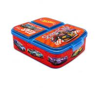 Stor Porta Merenda Hot Wheels, Lunch Box Bambini con 3 Scomparti, Senza BPA, Contenitore Merenda per Bambini e Bambine, Scuola, Asilo e Gite, 17x14x5 cm, Licenza Ufficiale