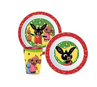 STOR S.L. Bing Coniglietto Kit Pappa Scuola Mare Piatto,Bicchiere E Ciotola in PLASTICA Riutilizzabile per MICROONDE Bing Coniglietto(1 Piatto,1 Bicchiere,1 Ciotola)