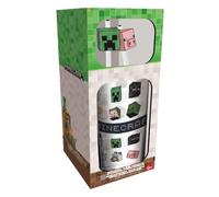 Stor S.L. Minecraft - Bicchiere in vetro con cannucce, 485 ml