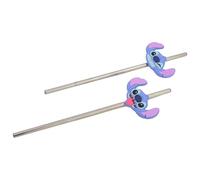 STOR Set 2 Cannucce Acciaio Inossidabile Stitch con Dettaglio 3D - Riutilizzabili e Durature per Bevande Fredde e Calde