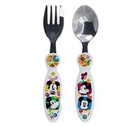 Set 2 Posate Bambini Disney Mickey Mouse in metallo, senza BPA, lavabili e riutilizzabili e non adatti nè al microonde nè alla lavastoviglie