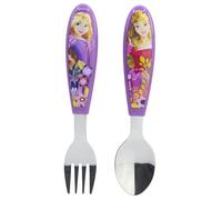 STOR Set 2 Posate Bambini Principesse Disney Acciaio Inossidabile Forchetta e Cucchiaio con Manico Decorato Senza BPA per Bambini
