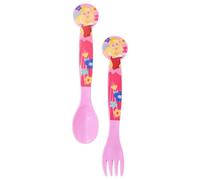 STOR Set 2 Posate Bambini Principesse Disney Plastica - Forchetta e Cucchiaio Riutilizzabili con Design Arrotondato Sicuro per Bambini Senza BPA