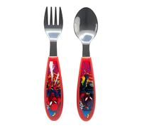 STOR Set 2 Posate Bambini Spider-Man Acciaio Inossidabile Forchetta e Cucchiaio con Manico Decorato Senza BPA per Bambini