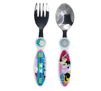 Stor S.L. Set 2 posate in metallo Disney Minnie per bambini - senza BPA, lavabili e riutilizzabili