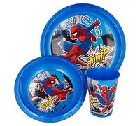 STOR Set 3 Pezzi (Piatto, Ciotola e Bicchiere Easy 260 ML) Spiderman Streets, Multicolore, Estándar