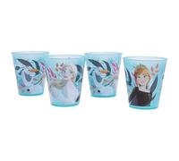 STOR Set 4 Bicchieri Bambini Frozen - Il Regno Di Ghiaccio 285ml - Bicchieri Riutilizzabili in Plastica Senza BPA per Feste e Uso Quotidiano - Resistenti alle Cadute