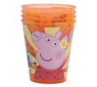 STOR Set 4 Bicchieri Bambini Peppa Pig 285ml - Bicchieri Riutilizzabili in Plastica Senza BPA per Feste e Uso Quotidiano - Resistenti alle Cadute